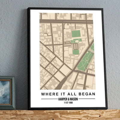 Custom Where It All Began Map Print