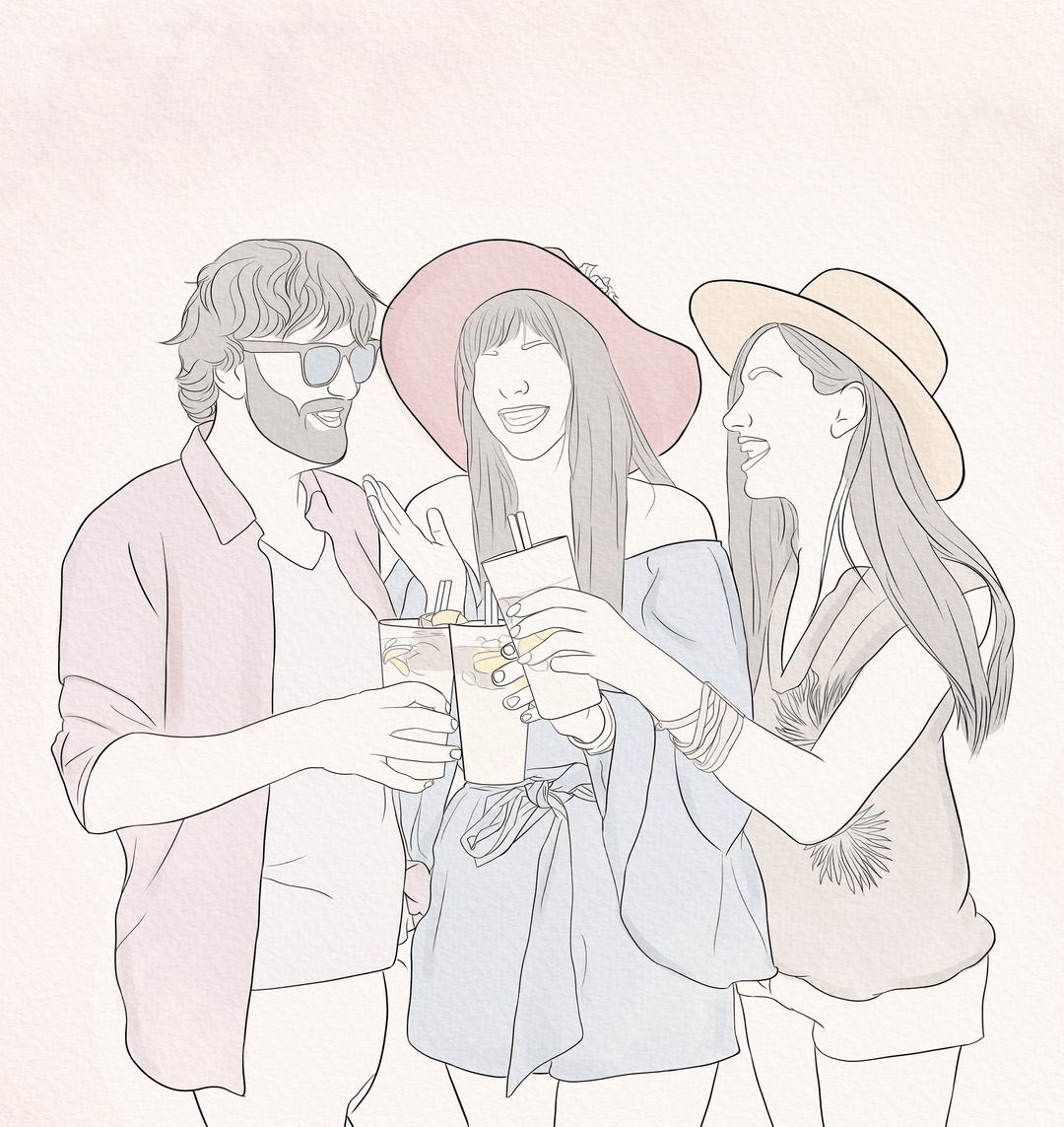 holiday canvas painting of a happy friends