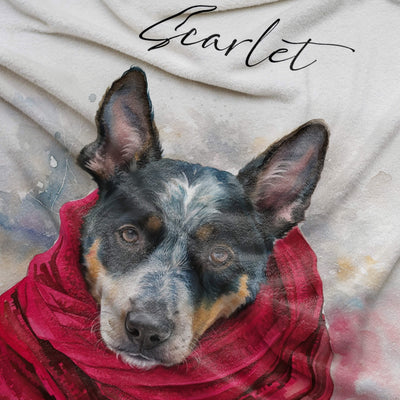 Watercolor Pet Portrait Blanket with Name