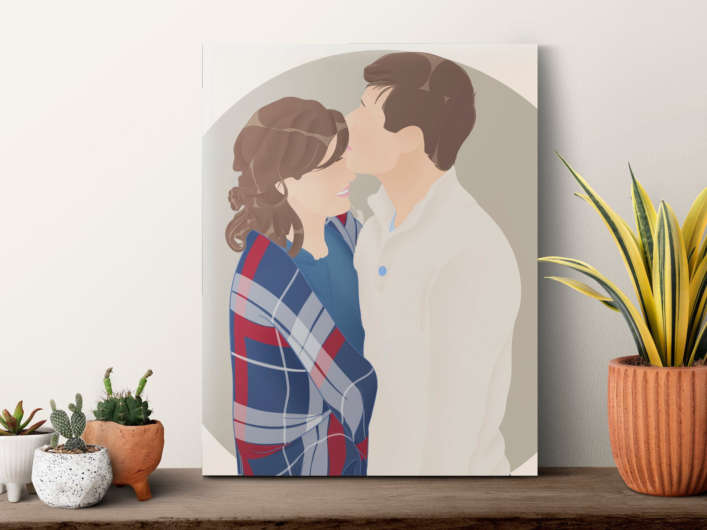 minimalist faceless portraits of a happy couple