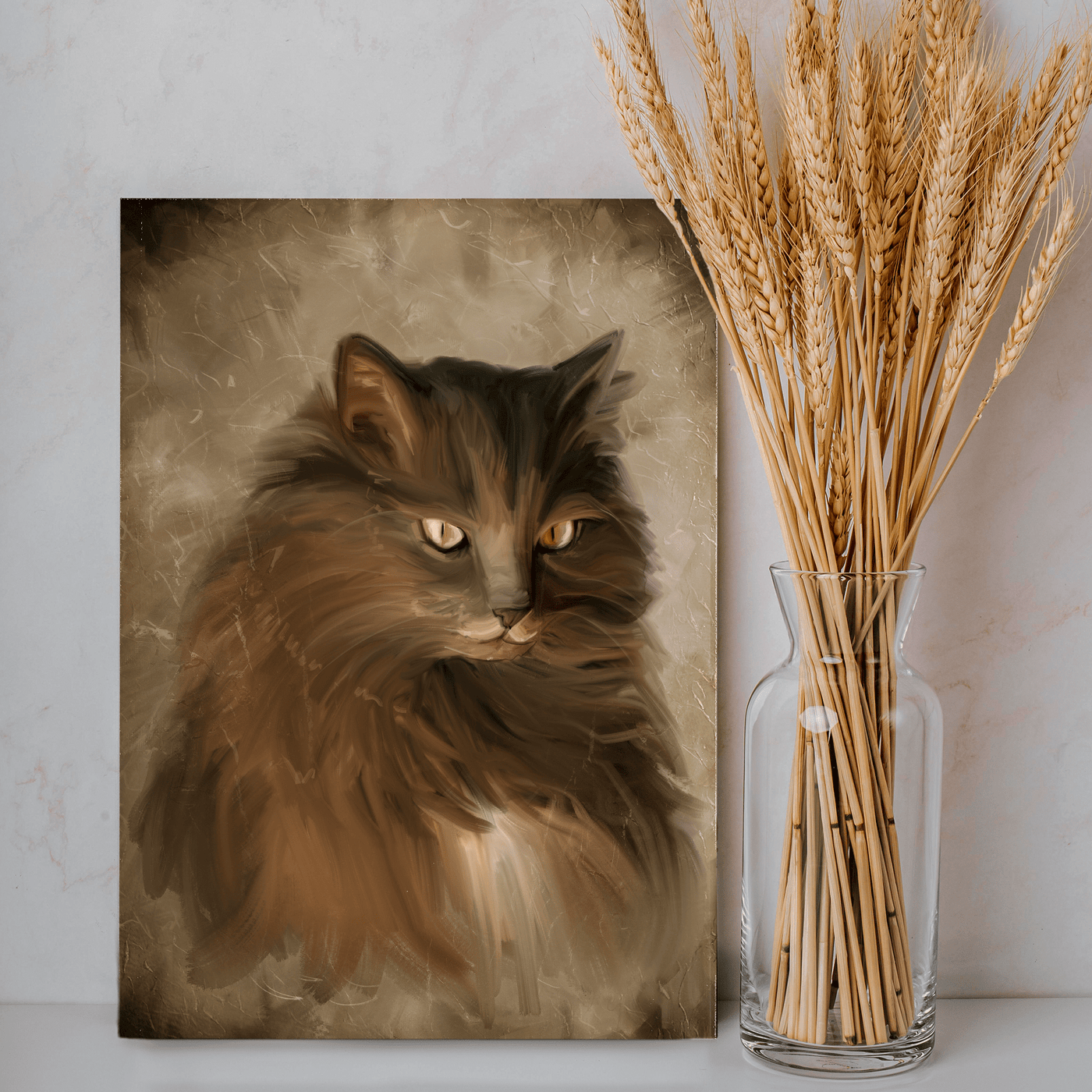 pet oil painting of an adorable fur cat