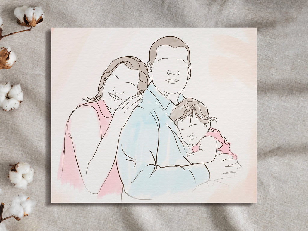 Custom Couple Line Art Drawing | Minimalist Line Art