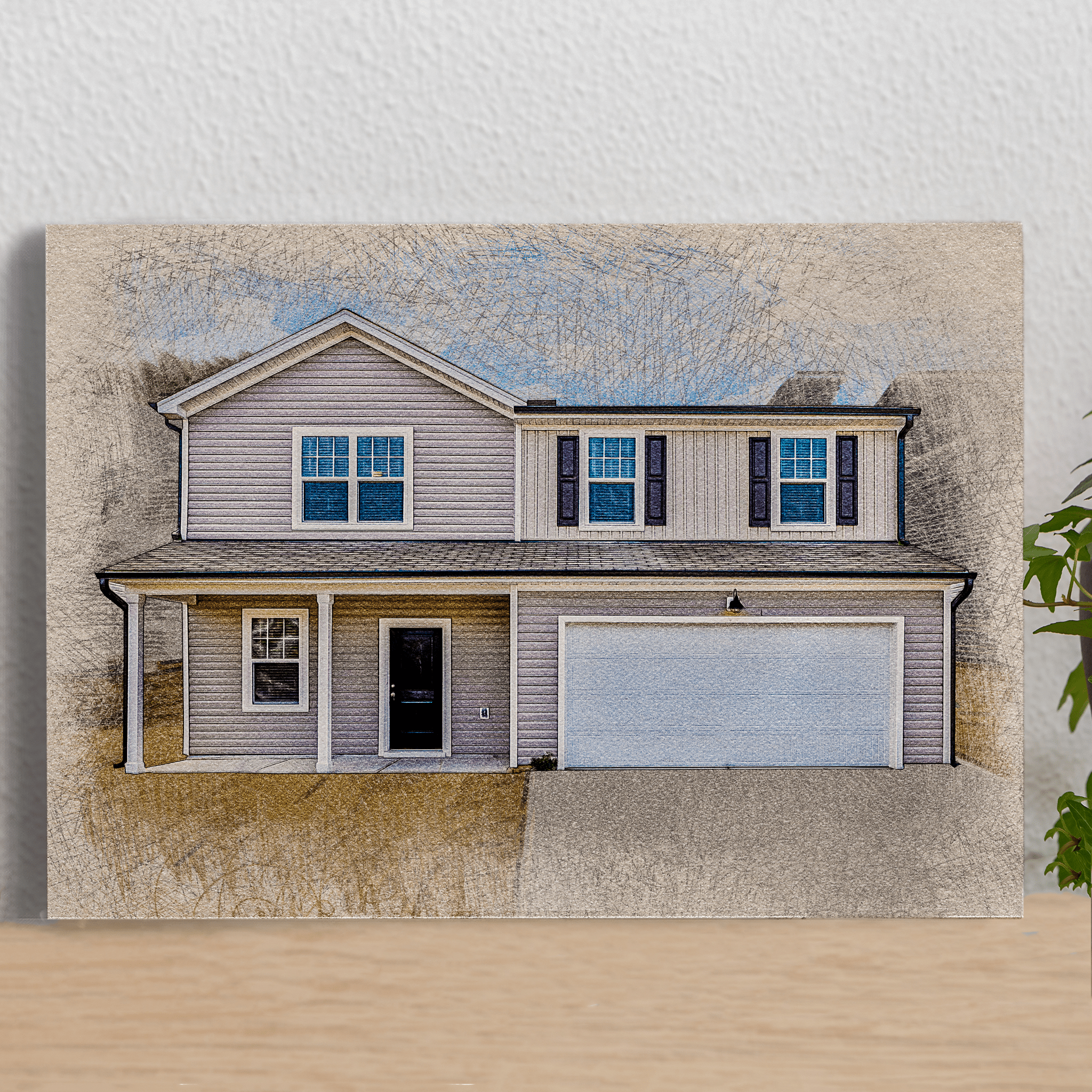 Custom Colored Pencil House Drawing