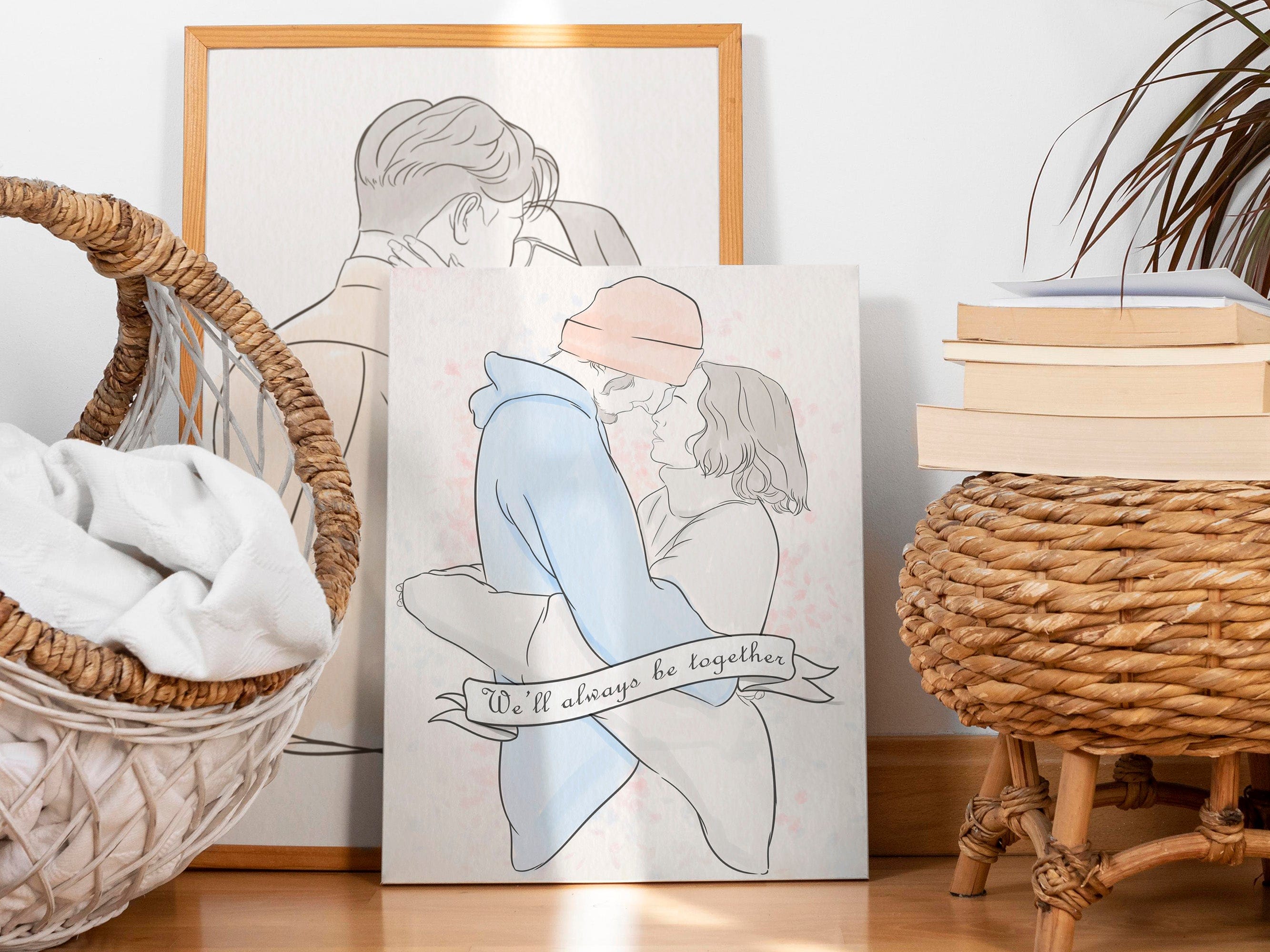 Custom Couple Line Art Drawing | Minimalist Line Art