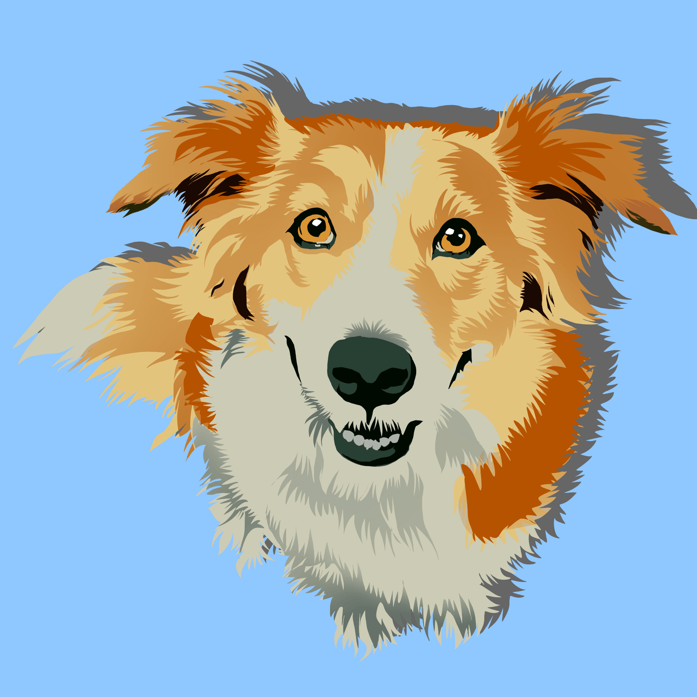 dog vector art of an adorable orange and white tone dog