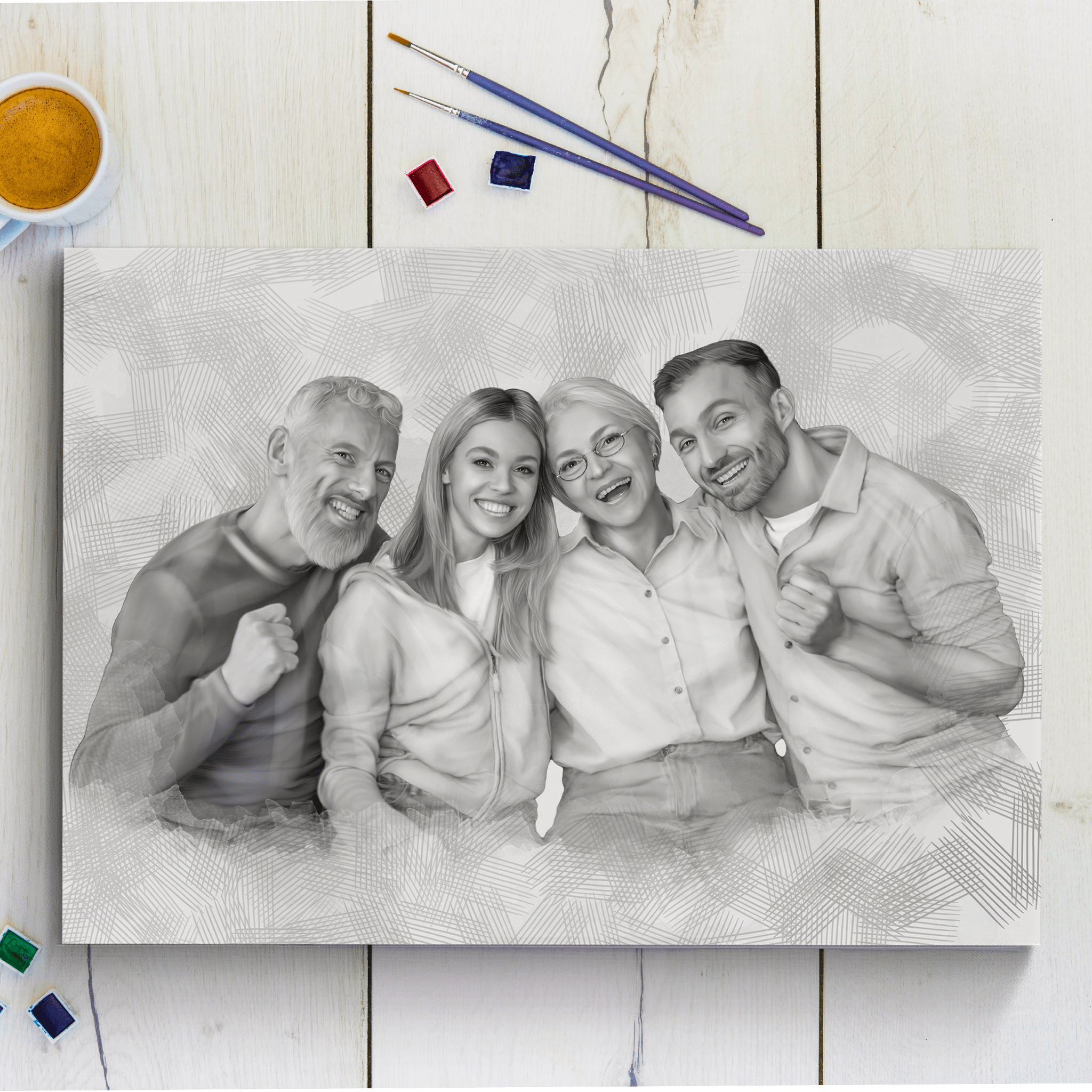 Custom Family Charcoal Drawing