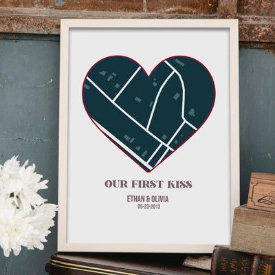 Custom Heart Map - Our First Kiss