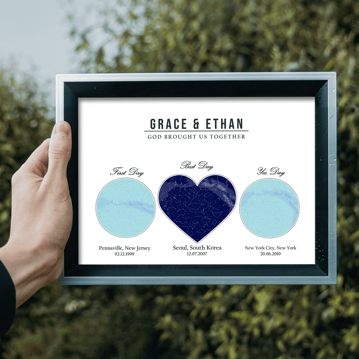 custom star map of Grace and Ethan