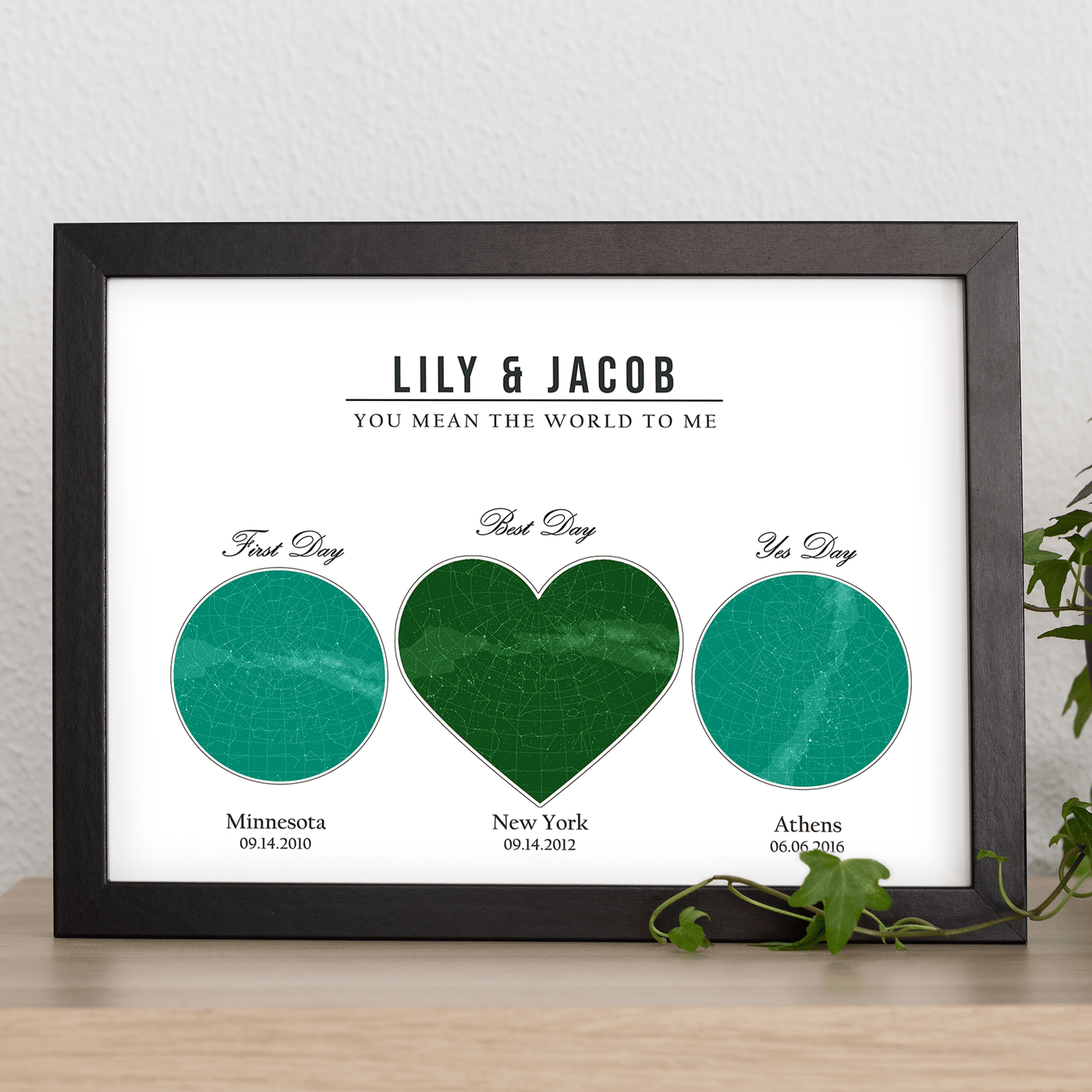 anniversary star map of Lily and Jacob