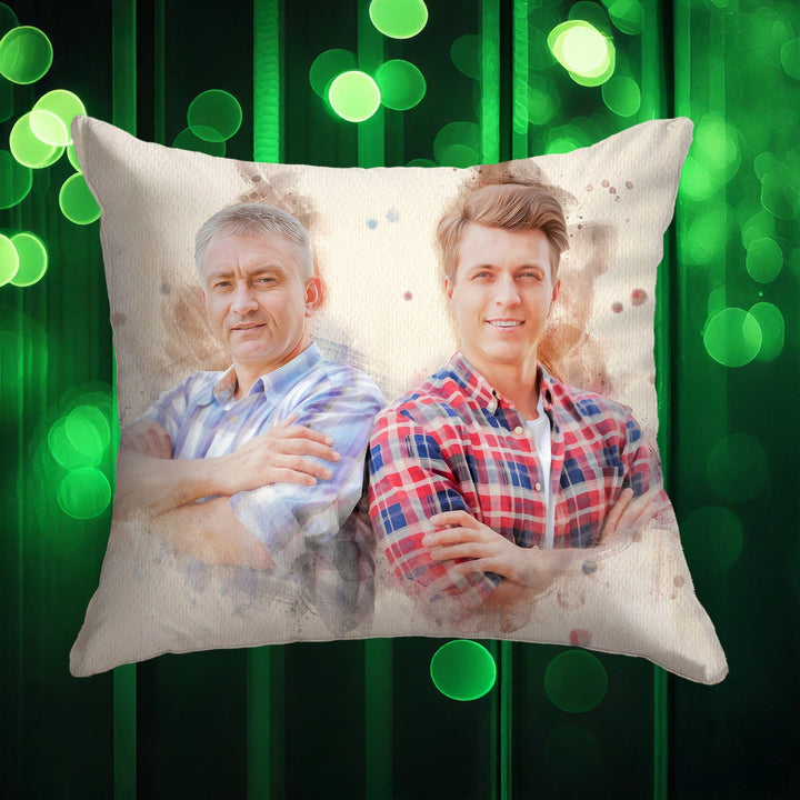 Custom Family Watercolor Portrait Pillow