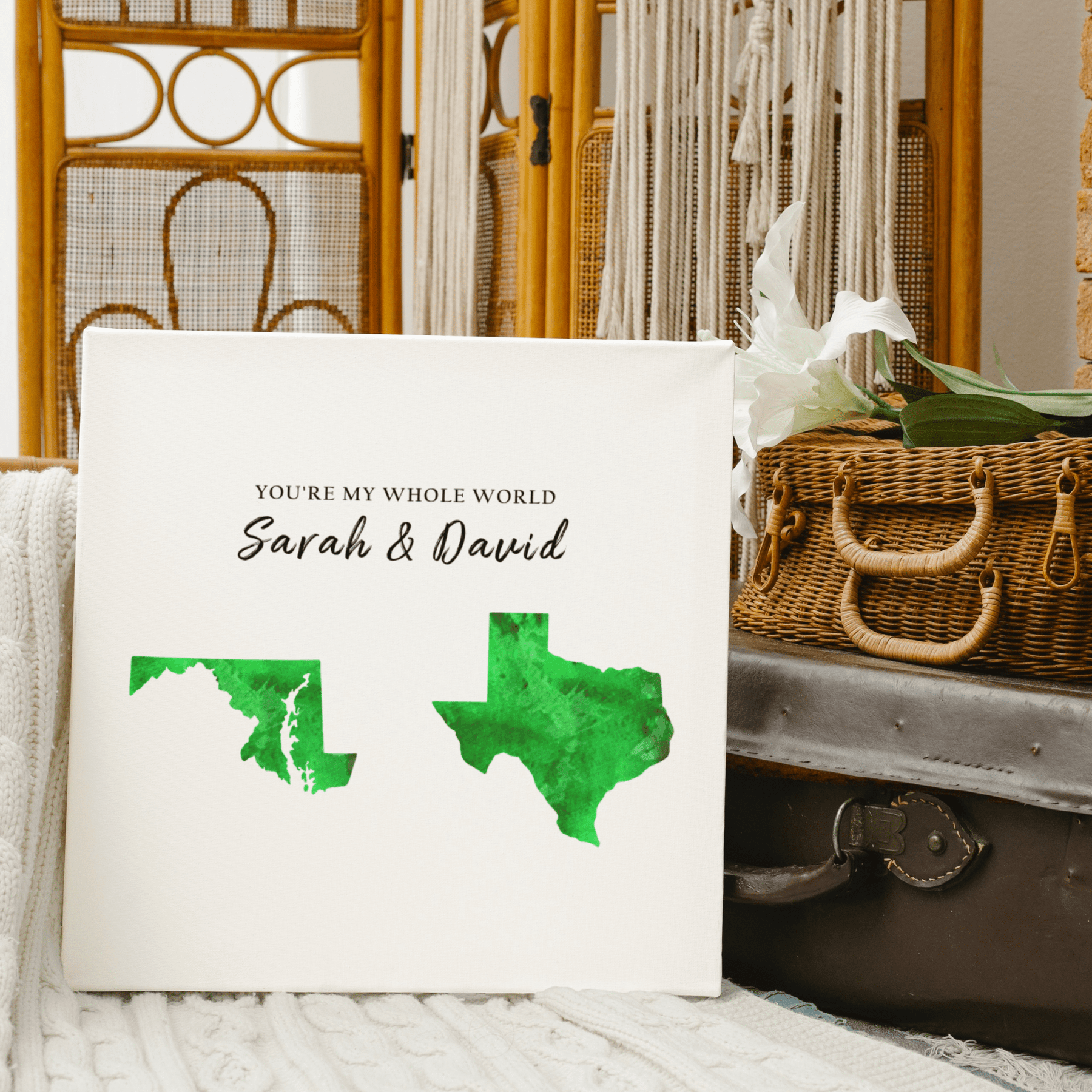 Long Distance Map Gift | Personalized Art Print