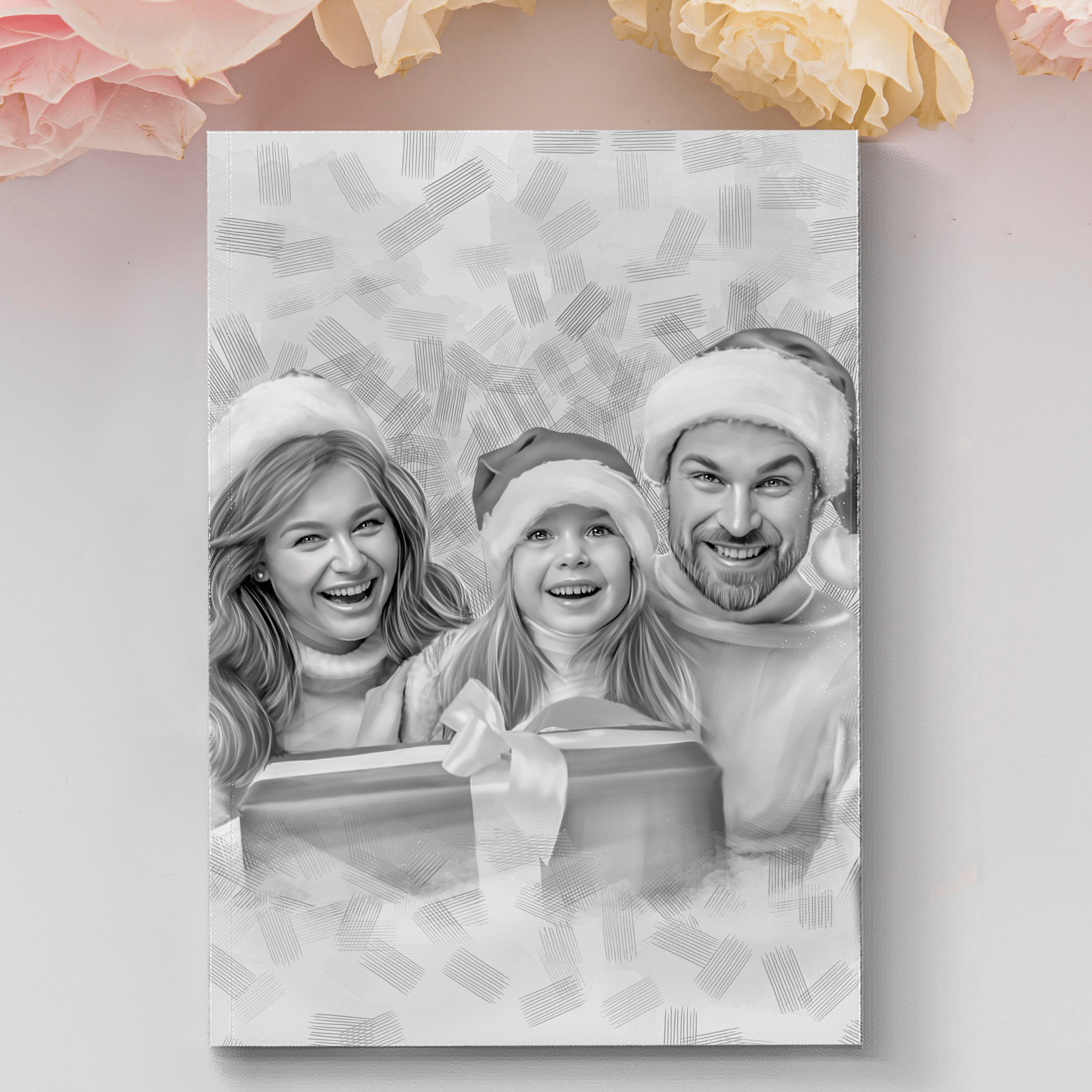 Custom Pencil Sketch Christmas Drawing