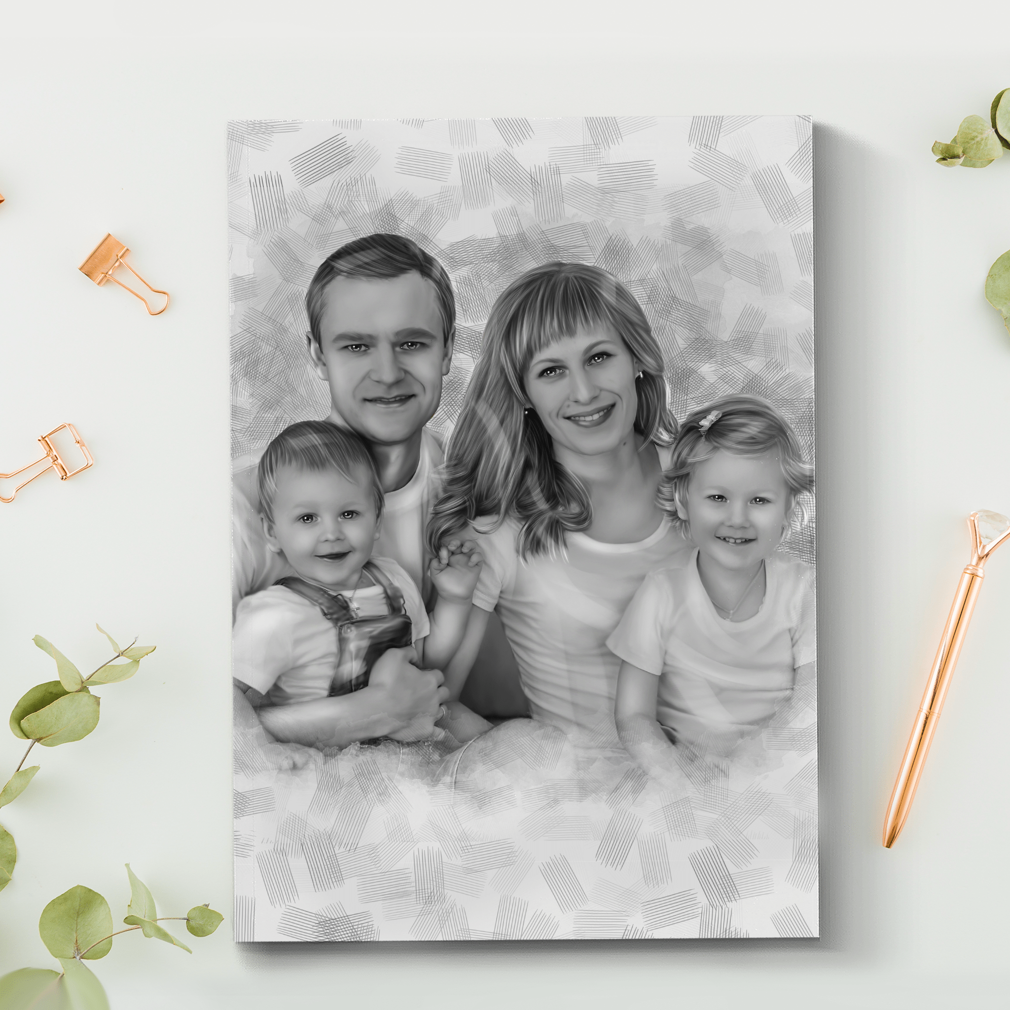 Custom Family Charcoal Drawing