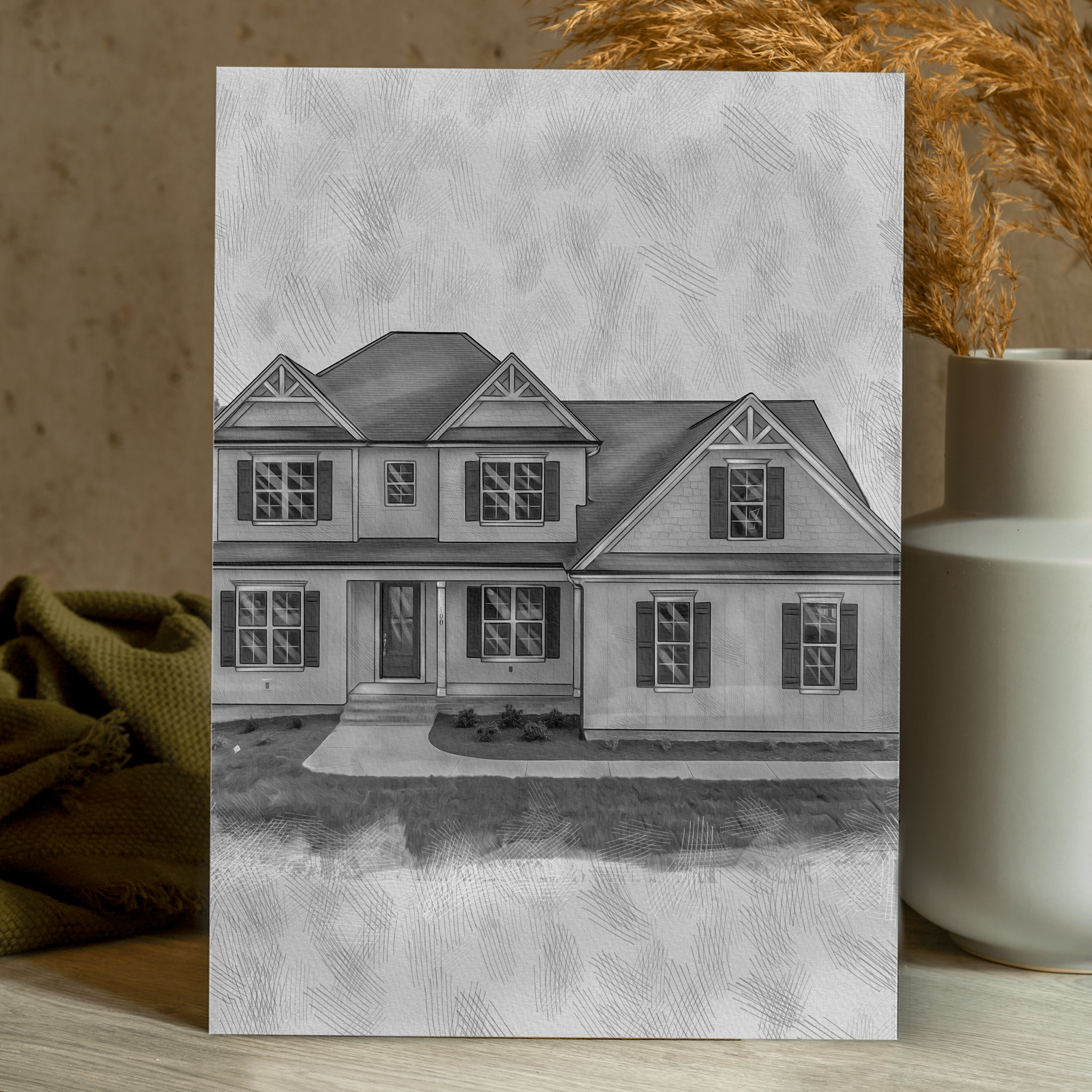 Custom House Charcoal Drawing