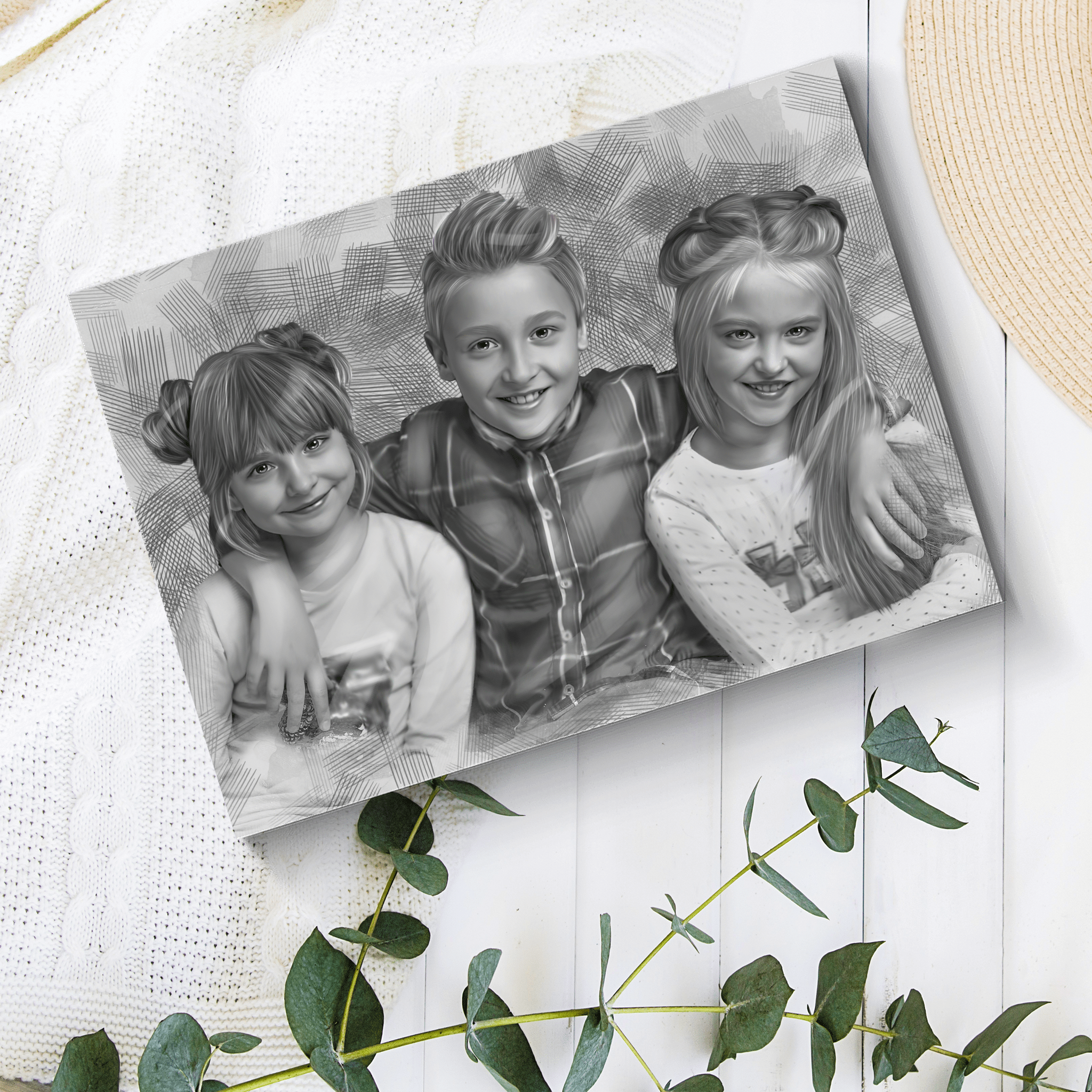 Custom Children Pencil Sketch