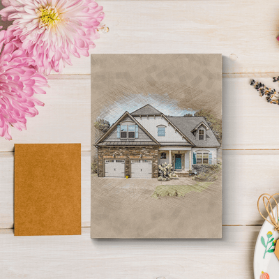 Custom Colored Pencil House Drawing