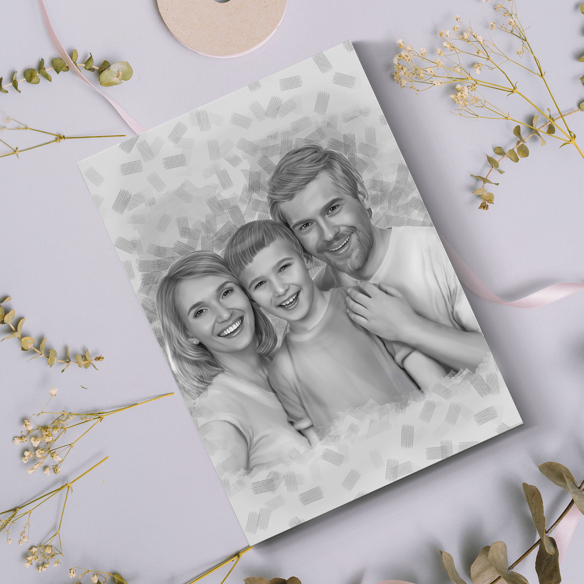 Custom Family Charcoal Drawing