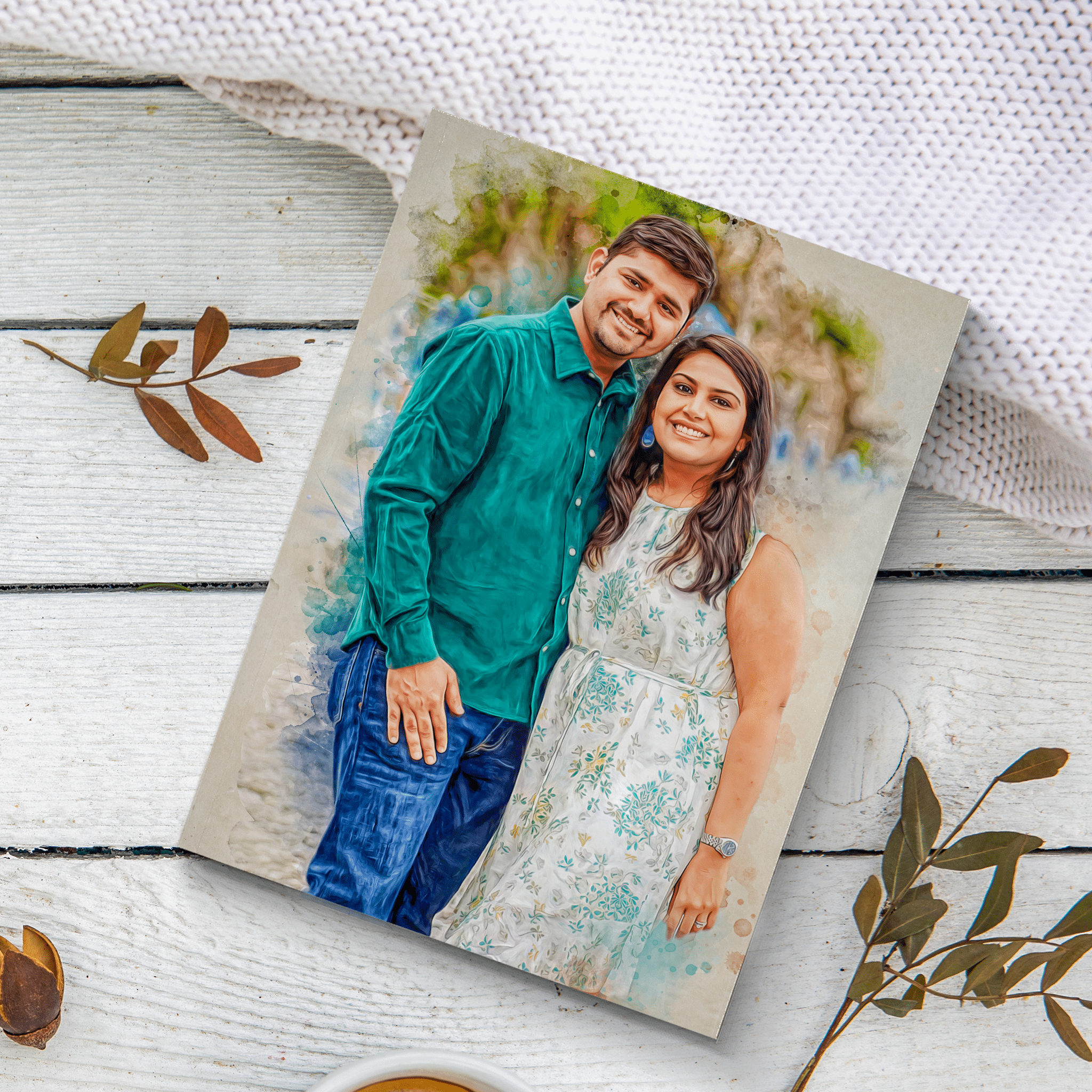 Custom Watercolor Couple Portrait