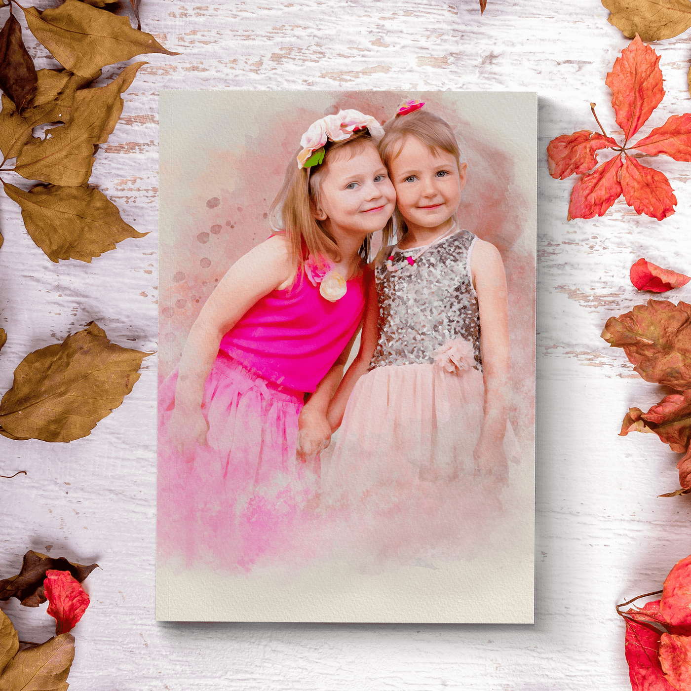 watercolor children portrait of a an adorable siblings