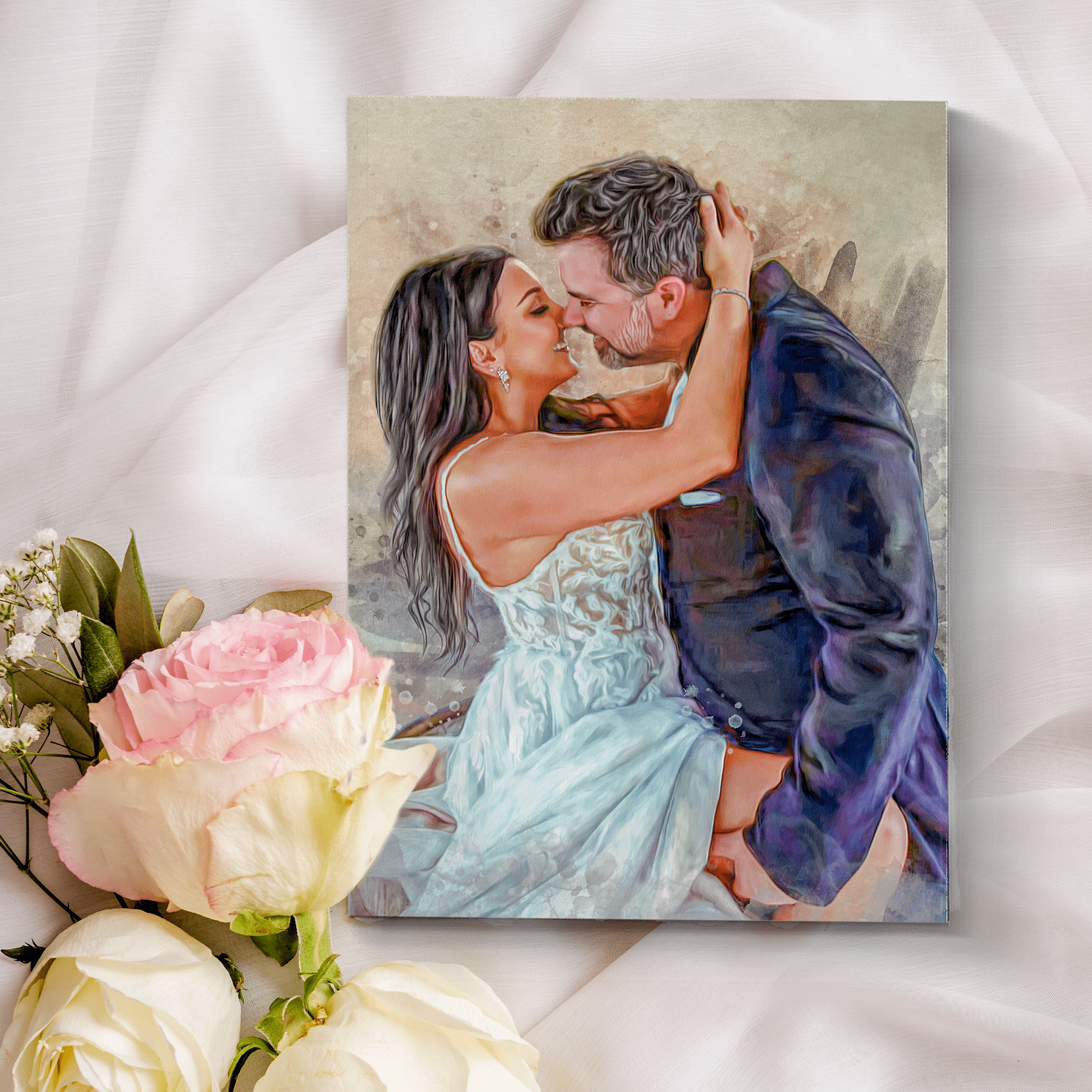 Custom Watercolor Couple Portrait