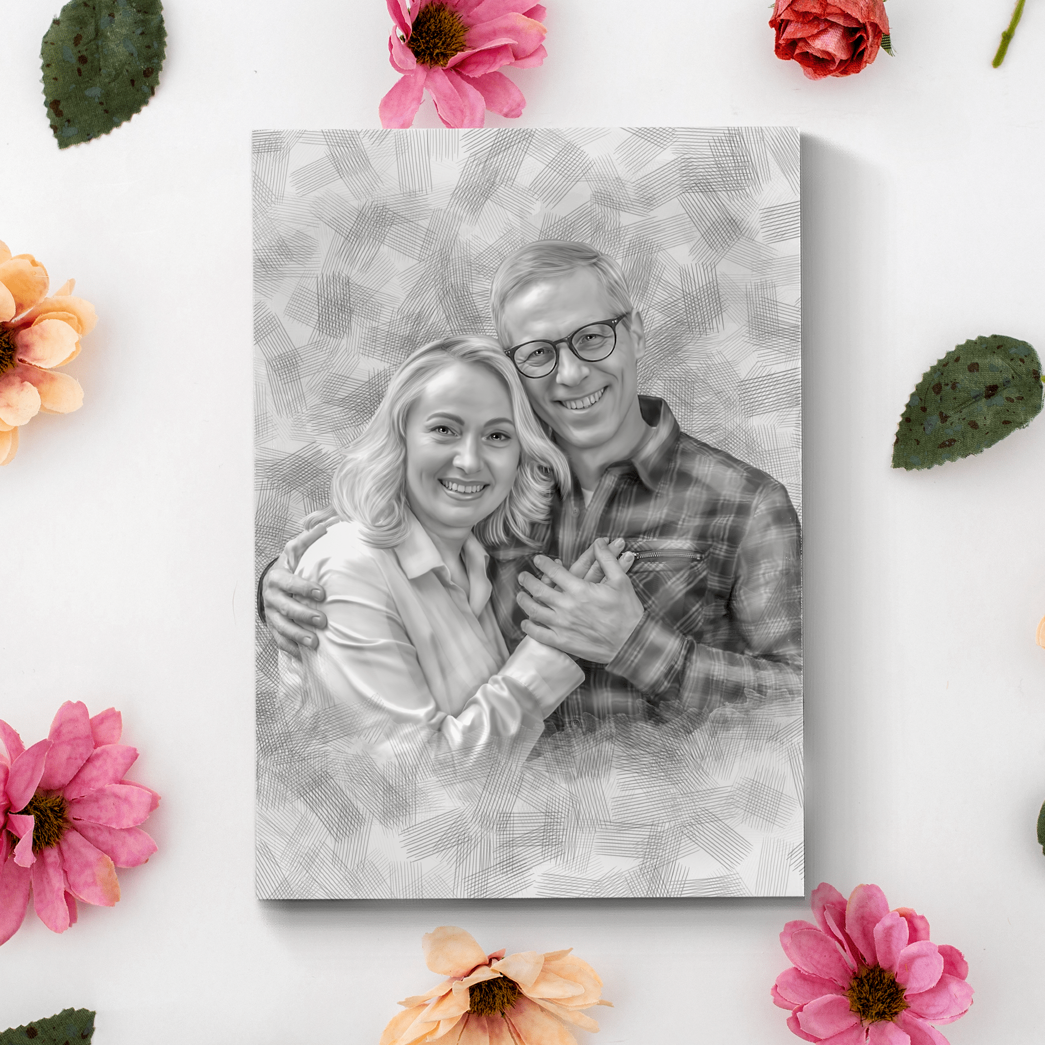 Custom Couple Drawing | Charcoal & Graphite Pencil Illustration