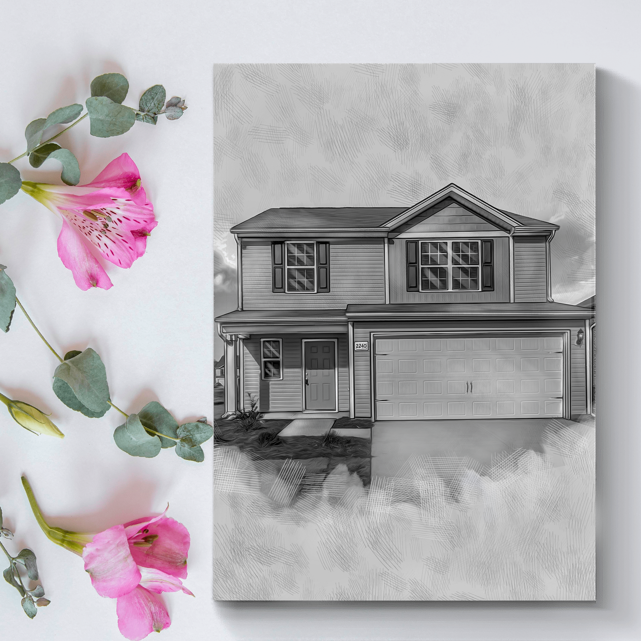 Custom Pencil Drawing of House