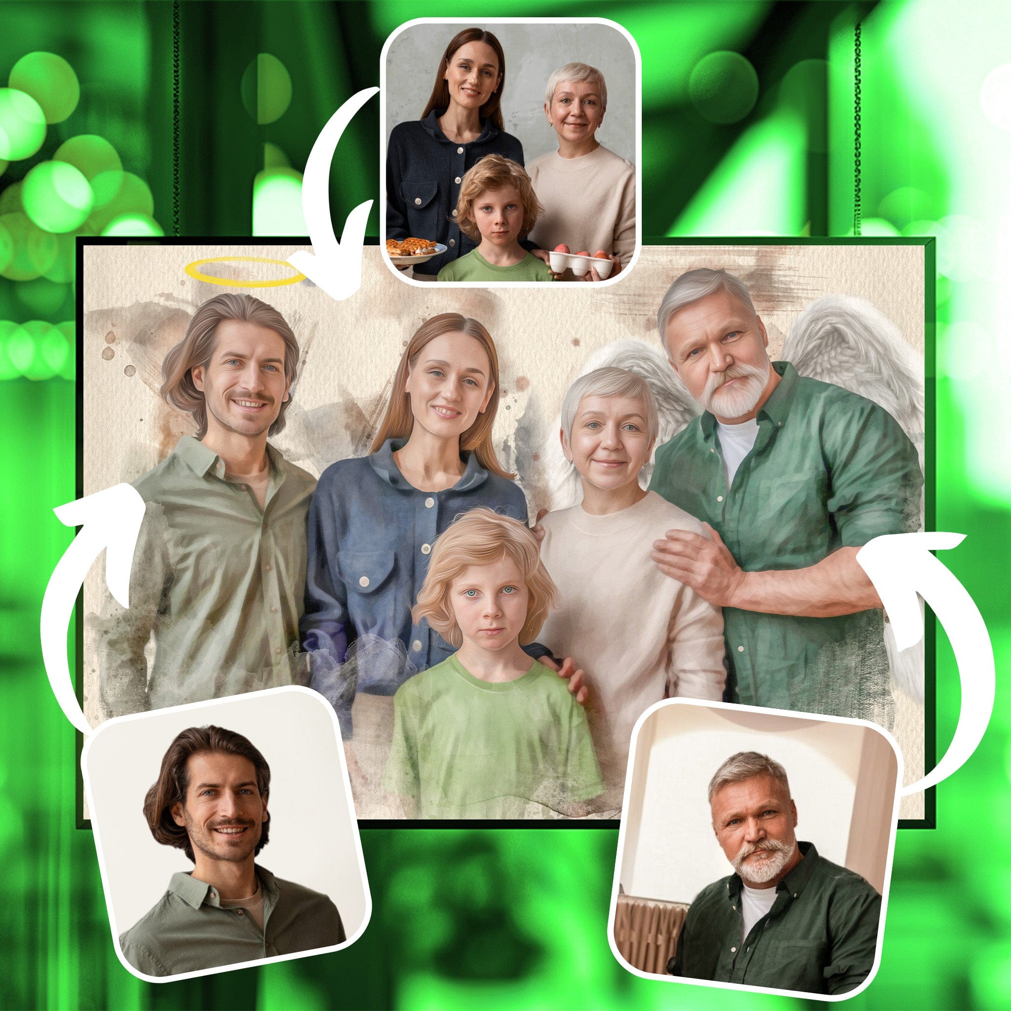 Add Deceased Loved One to Photo | Custom Framed Canvas Paintings with Deceased Loved Ones