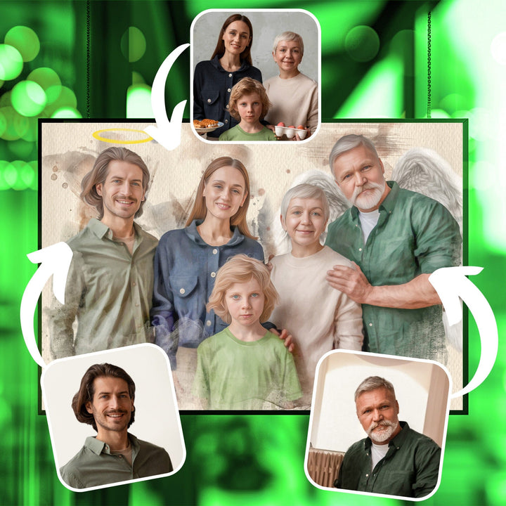 Add Deceased Loved One to Photo | Custom Framed Canvas Paintings with Deceased Loved Ones