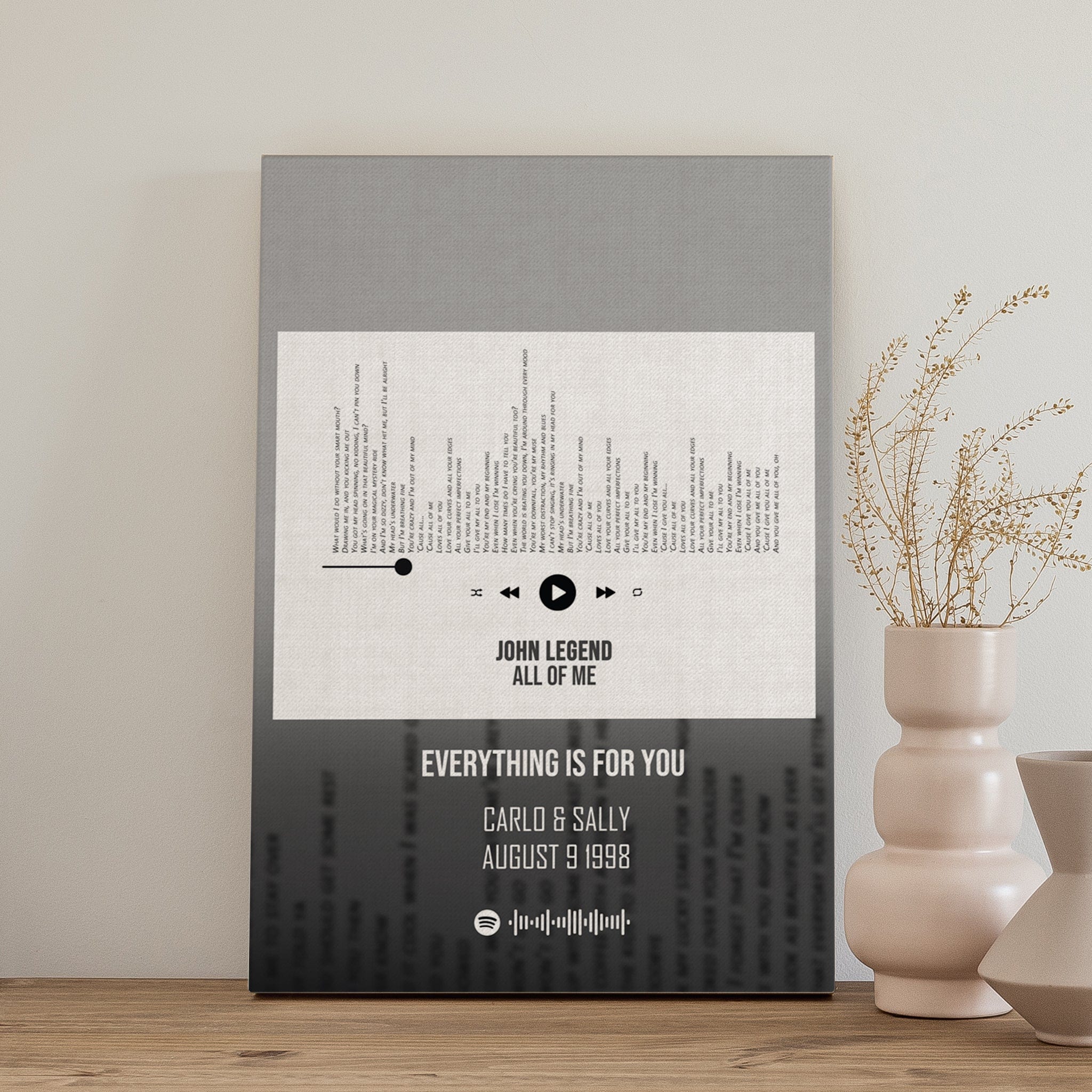 Custom Song Lyrics on Canvas | Favorite Song Lyric Wall Art